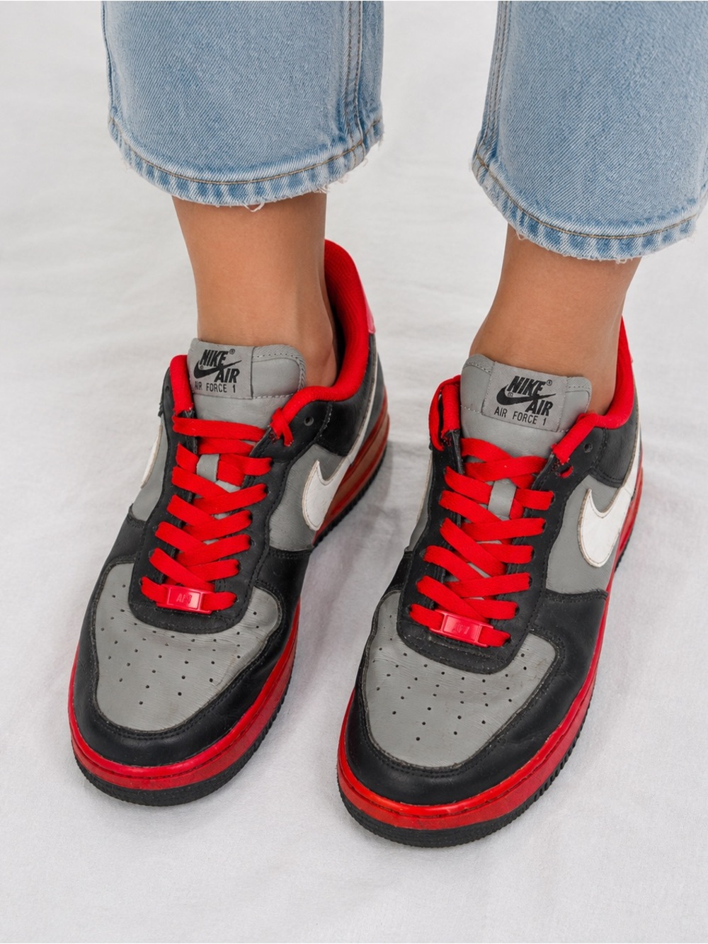 Nike Air Force 1 Low Black Gray Red Sneakers Retro Streetwear Y2K